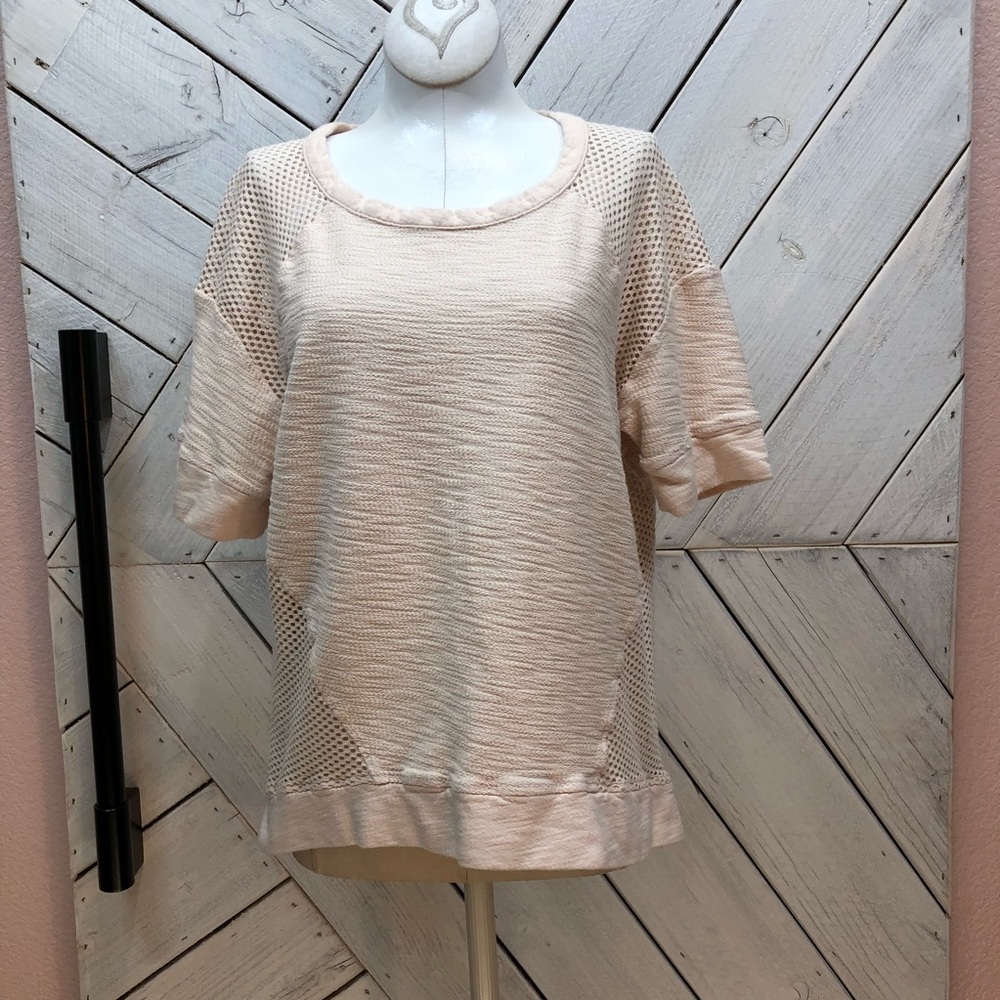 Michael Stars Cream Caged Short Sleeve Pullover